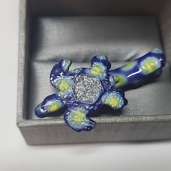 Blue and Yellow Sea Turtle Hair Clip - Picture 1 of 3